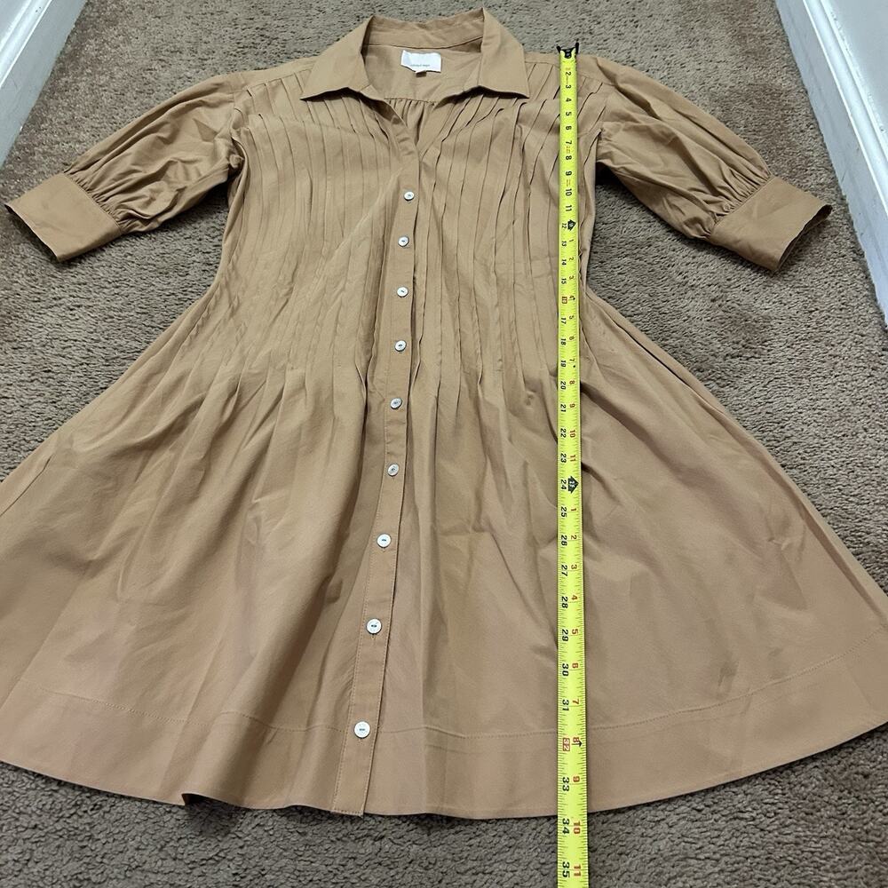 Cinq a Sept Monty Minidress Size 4 Brown Cotton Poplin Pockets Romantic Spring - Picture 2 of 7